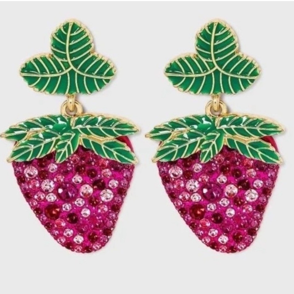 Sugarfix BaubleBar "Berry Tale" crystal strawberry drop earrings
